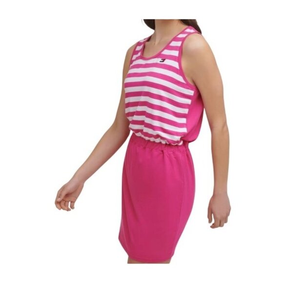 Tommy Hilfiger Sport Womens Striped Colorblock T-Shirt Dress Size L Pink - Picture 3 of 9